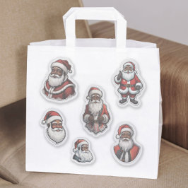 Retro-Set von 6 Stk. Schwarz-Santa-Claus Weihnacht Aufkleber