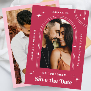 Retro Seventies Boho Arch Viva Magenta 2 Foto 70er Save The Date