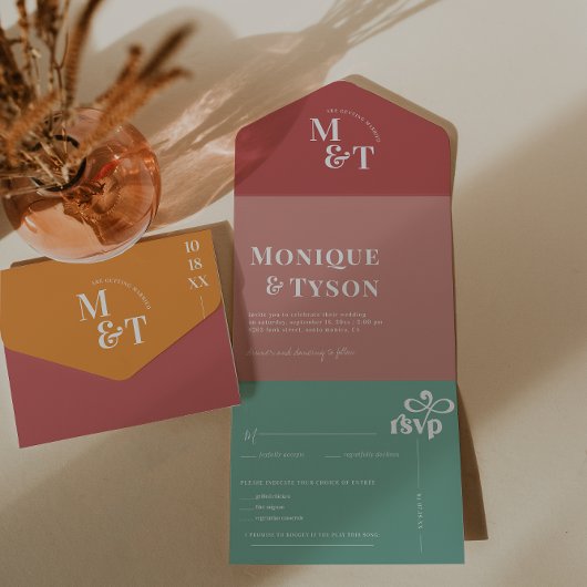 Retro Seventies Hochzeit | All In One Einladung