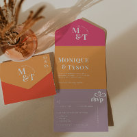 Retro Seventies Hochzeit | Alle in einer Einladung