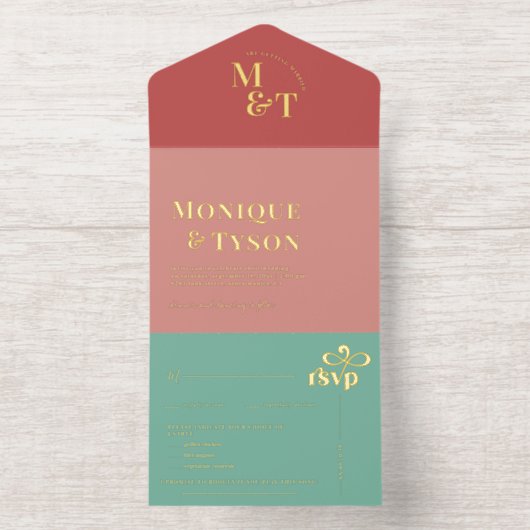 Retro Seventies Hochzeit | Alle in einer Einladung (Innenseite)