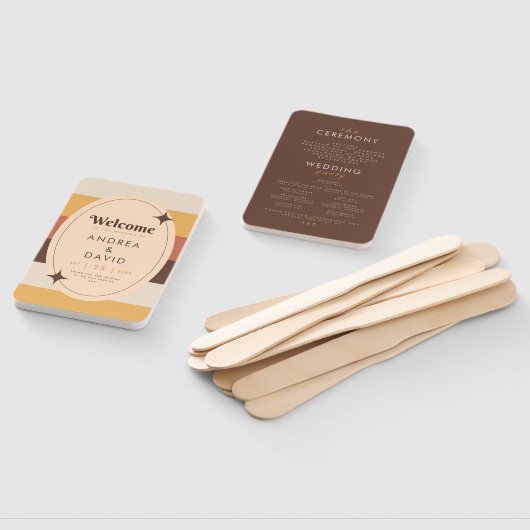 Retro Seventies Sparkle Geometric Wedding Program Fächer (Non-assembled)