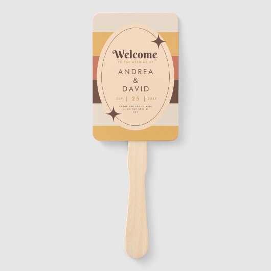 Retro Seventies Sparkle Geometric Wedding Program Fächer (Vorderseite)