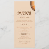 Retro Seventies Typografy Rainbow Wedding Cream Menükarte (Vorderseite)