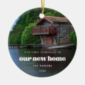 Retro sFirst Christmas in unserem neuen Zuhause-Fo Keramik Ornament (Vorne)