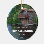 Retro sFirst Christmas in unserem neuen Zuhause-Fo Keramik Ornament (Links)