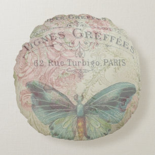 Retro,Shabby Chic,Vintag,ländlich,florale,b Rundes Kissen