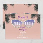 Retro Shades Sonnenbrille Sweet 16 Pool Party Einladung (Vorne/Hinten)
