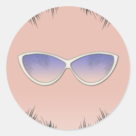 Retro Shades Sonnenbrille Sweet 16 Pool Party Runder Aufkleber (Vorderseite)