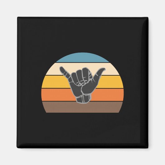 Retro Shaka-Hand-Surf-Zeichen - cooler Surfer_surf Magnet (Vorne)