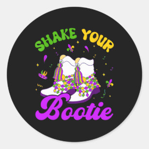 Retro Shake Your Bootie Mardi Gras Funny Gifts War Runder Aufkleber