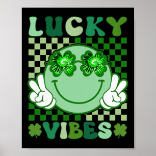 Retro Shamrock Irischer St Patricks Tag Hippie Ges Poster