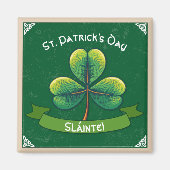 Retro Shamrock St. Patricks Tag Magnet (Vorne)