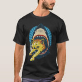 Retro Shark Eating Cat Ocean Predator Attack Anima T-Shirt (Vorderseite)