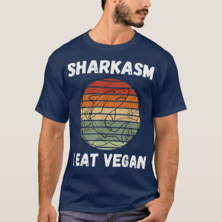 Retro Shark Sharkasm I essen Veganen Vintagen Hai T-Shirt