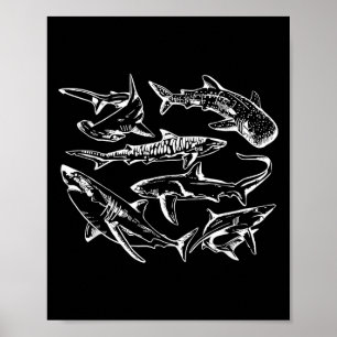Retro Shark Specie Ocean Lover Fish Summer Poster