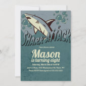 Retro Shark Themed Birthday Party Einladung (Vorderseite)