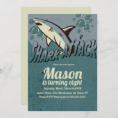 Retro Shark Themed Birthday Party Einladung (Vorne/Hinten)