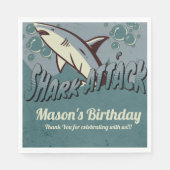 Retro Shark Themed Birthday Party Serviette (Vorderseite)