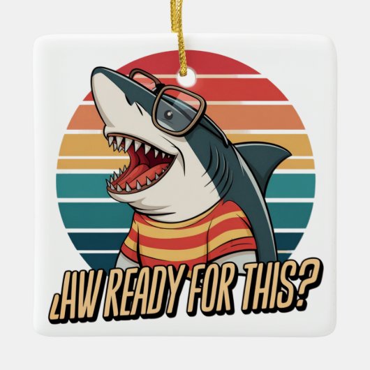 "Retro Shark Vibes Keramikornament (Vorderseite)