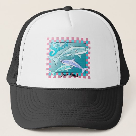 Retro Sharks Truckerkappe (Vorderseite)