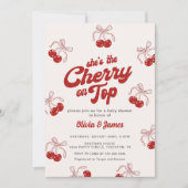 Retro She is the Cherry on Top Trendy Baby Shower Einladung (Vorderseite)