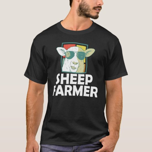 Retro Sheep Farmer Sunglasses Farming T-Shirt (Vorderseite)