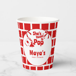 Retro She's Ready to Pop Soda Baby Shower  Pappbecher