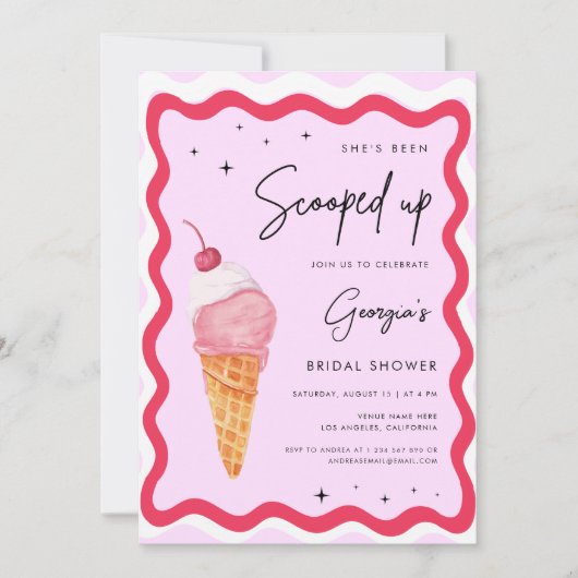 Retro Shes wurden nach oben geschleudert Eiscreme- Einladung (Vorderseite)