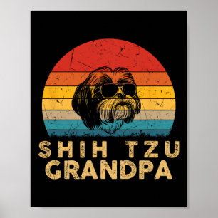 Retro Shih Tzu Grandpa Dog Lover Paw Vater Vathers Poster