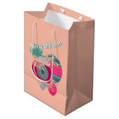 Retro Shiny Brite Ornaments Weihnachten Mittlere Geschenktüte (Vorderseite Schrägansicht)