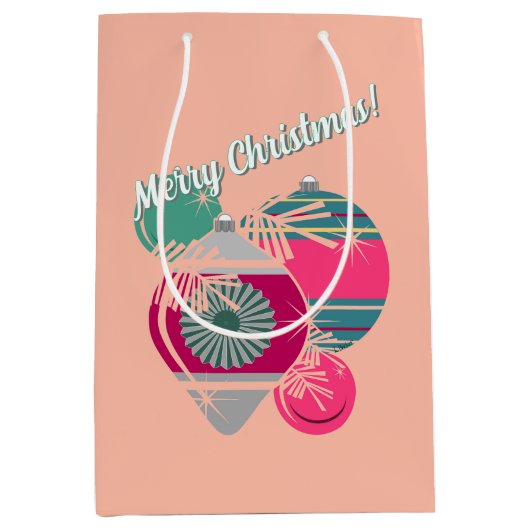 Retro Shiny Brite Ornaments Weihnachten Mittlere Geschenktüte (Vorderseite)
