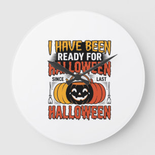 Retro-Shirt mit Halloween-Süßigkeiten-Eimer-Design Große Wanduhr