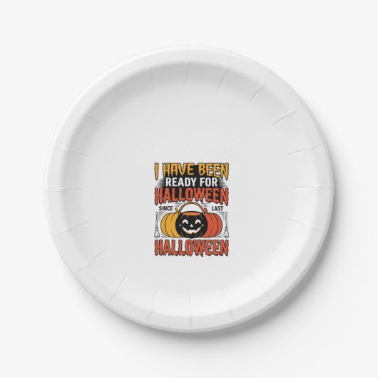 Retro-Shirt mit Halloween-Süßigkeiten-Eimer-Design Pappteller (Vorderseite)