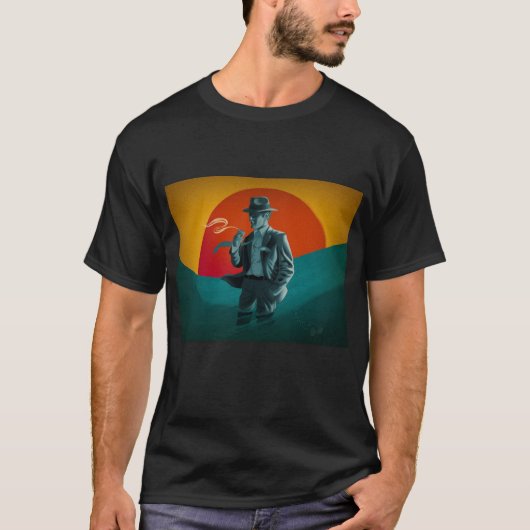 Retro-Shirt mit schwarzem Vintage-Mann T-Shirt (Vorderseite)
