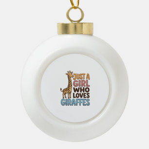 Retro-Shirt 'Nur ein Mädchen, das Giraffen liebt' Keramik Kugel-Ornament