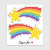 Retro Shooting Star mit Rainbow Stickern Aufkleber (Blatt)