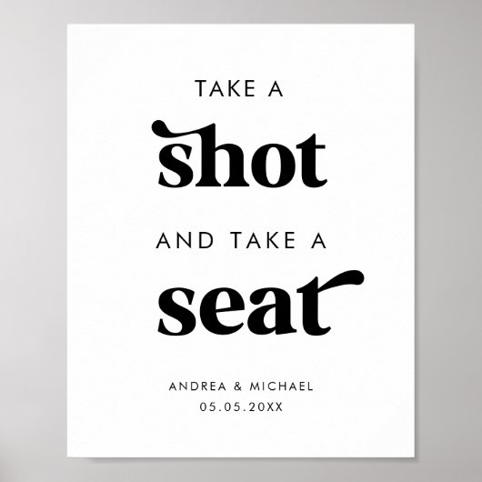 Retro Shooting und Seat Wedding Sign Poster (Vorne)