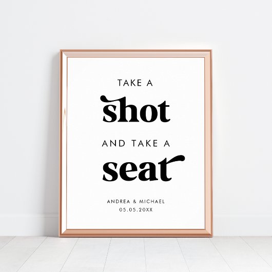 Retro Shooting und Seat Wedding Sign Poster
