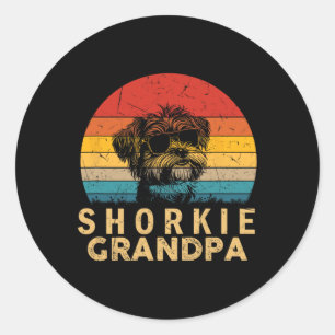 Retro Shorkie Grandpa Dog Lovers Paw Vater Vathers Runder Aufkleber