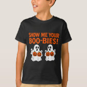 Retro Show Me Your Boo-bies Ghost Soky Halloween A T-Shirt (Vorderseite)