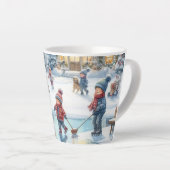 Retro Showman und Kinder Weihnachten Latte Tasse (Rechte Ecke)