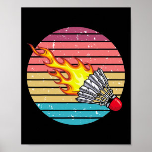 Retro Shuttle Fun Badminton Sports Player Coach Gr Poster