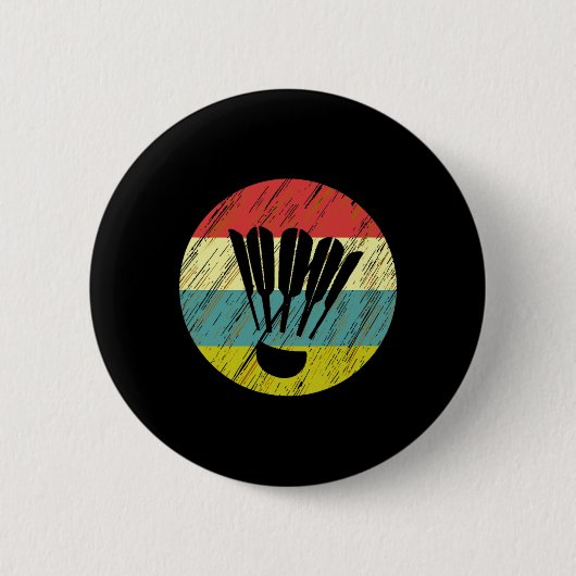 Retro Shuttle Racket Sports Badminton Player Athle Button (Vorderseite)