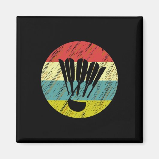 Retro Shuttle Racket Sports Badminton Player Athle Magnet (Vorne)