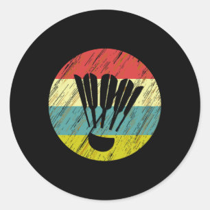 Retro Shuttle Racket Sports Badminton Player Athle Runder Aufkleber