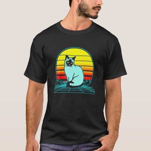 Retro Siamese Cat Vaporwave T-Shirt (Vorderseite)