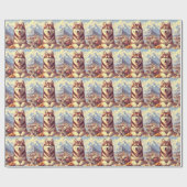 Retro Siberian Husky Gemälde Geschenkpapier (Flach)