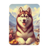 Retro Siberian Husky Gemälde Magnet (Vertikal)