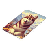 Retro Siberian Husky Gemälde Magnet (Linke Seite)